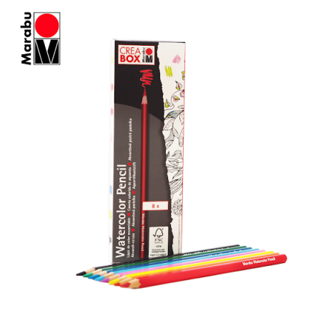 مجموعه 8 رنگ مداد آبرنگی مارابو کریا باکس |CREA BOX