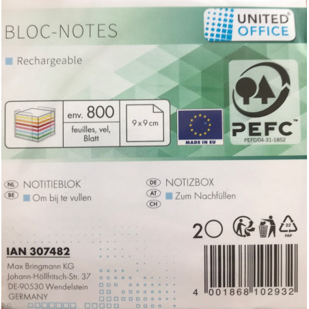 جای کاغذ یادداشت به همراه 800 برگ کاغذ یونایتد آفیس | UNITED OFFICE
