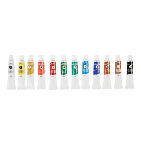 مجموعه 12 رنگ اکریلیک تیوپی 12 میلی لیتر کرلاندو | CRELANDO