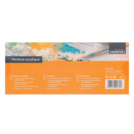 مجموعه 12 رنگ اکریلیک تیوپی 12 میلی لیتر کرلاندو | CRELANDO