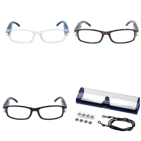 عینک مطالعه LED دار با فریم آبی-شفاف آریول | AURIOL