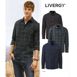 پیراهن پنبه ای آستین بلند چهارخانه مردانه لیورجی | LIVERGY