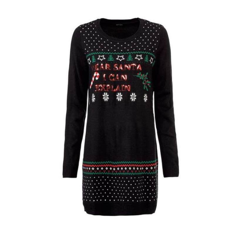 پلیور بلند مشکی طرح دار زنانه اسمارا ESMARA l