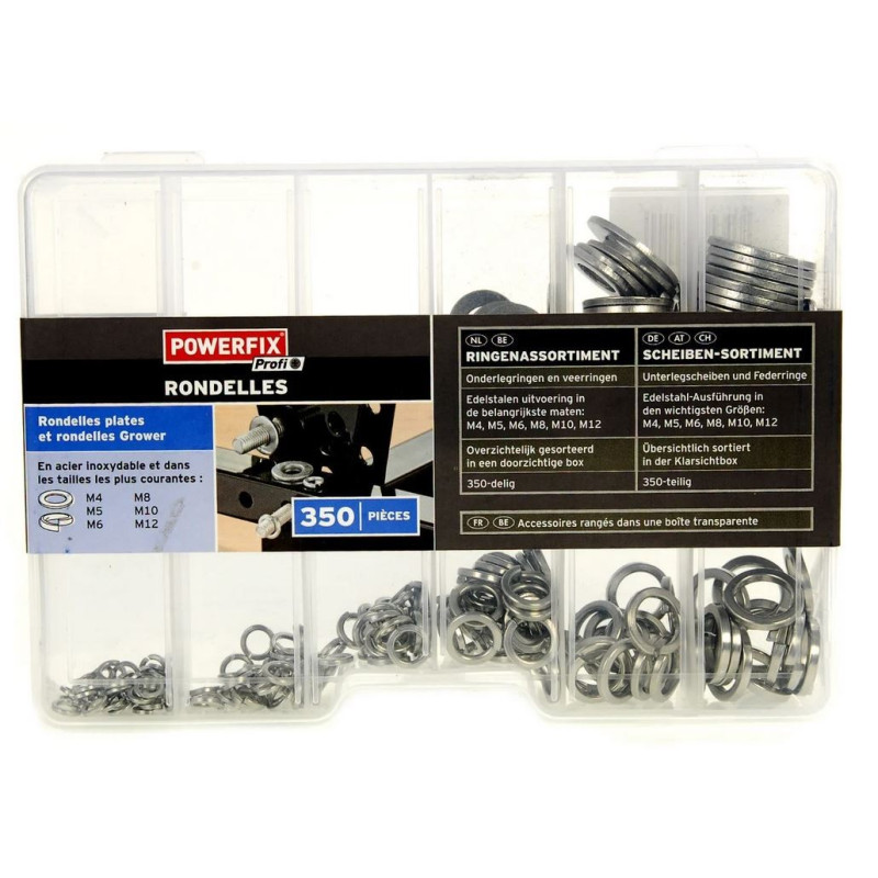 مجموعه 350 عددی واشر فلزی با باکس پلاستیکی پاور فیکس | POWERFIX