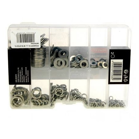 مجموعه 350 عددی واشر فلزی با باکس پلاستیکی پاور فیکس | POWERFIX