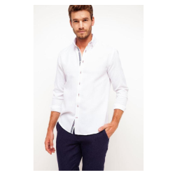 پیراهن مدرن فیت سفید مردانه لیورجی | LIVERGY