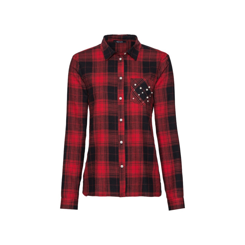 پیراهن چهارخونه آستین بلند یقه دار نخی زنانه اسمارا | ESMARA