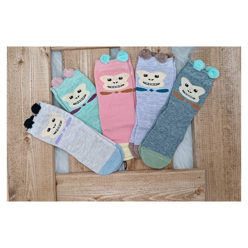 جوراب ساق بلند طرح میمون بچه گانه بی بی ساکس | BABY SOCKS