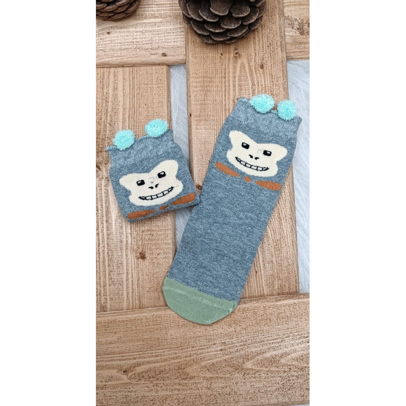 جوراب ساق بلند طرح میمون بچه گانه بی بی ساکس | BABY SOCKS