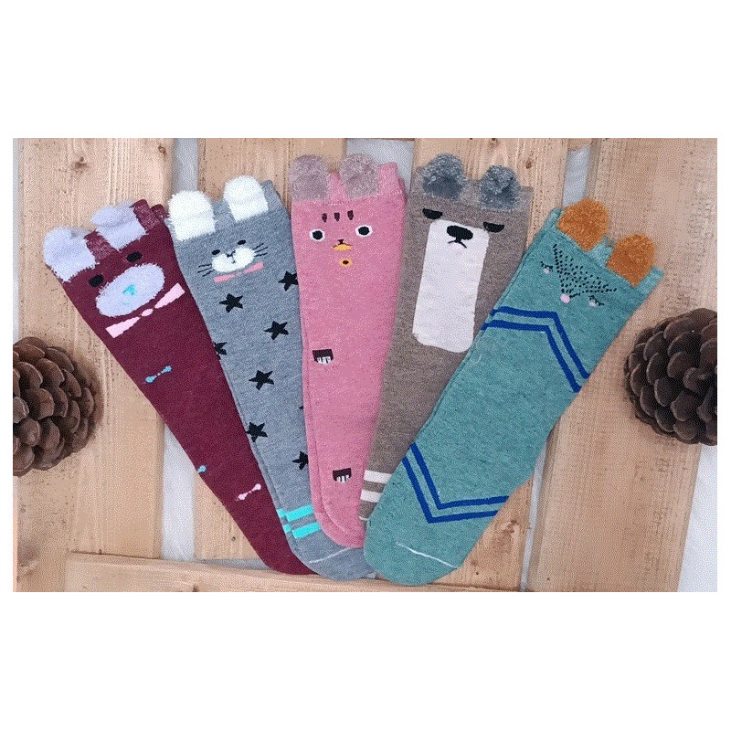 جوراب ساق بلند گوش دار طرح حیوانات بچه گانه بی بی ساکس | BABY SOCKS