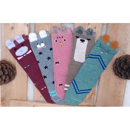 جوراب ساق بلند گوش دار طرح حیوانات بچه گانه بی بی ساکس | BABY SOCKS