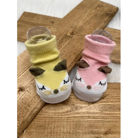 پک دو عددی پاپوش طرح صورت حیوانات بچه گانه بیبی ساکس | BABY SOCKS