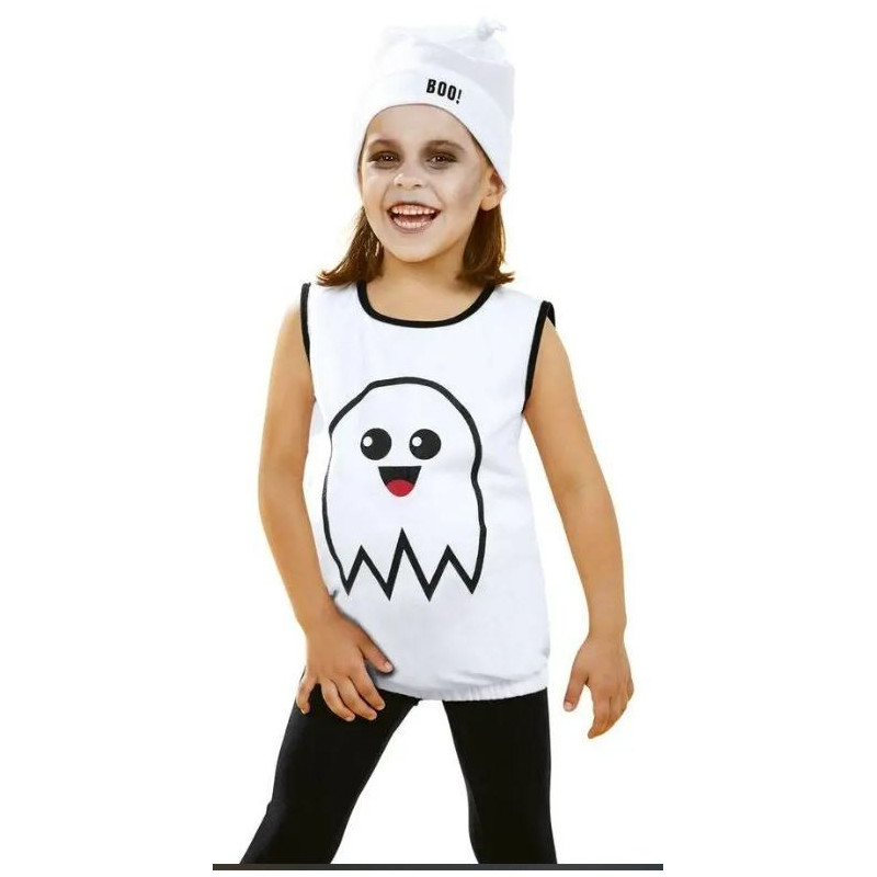 تاپ و کلاه سفید طرح شبح دخترانه هالوین لیدل | فروشگاه اینترنتی همپل لند