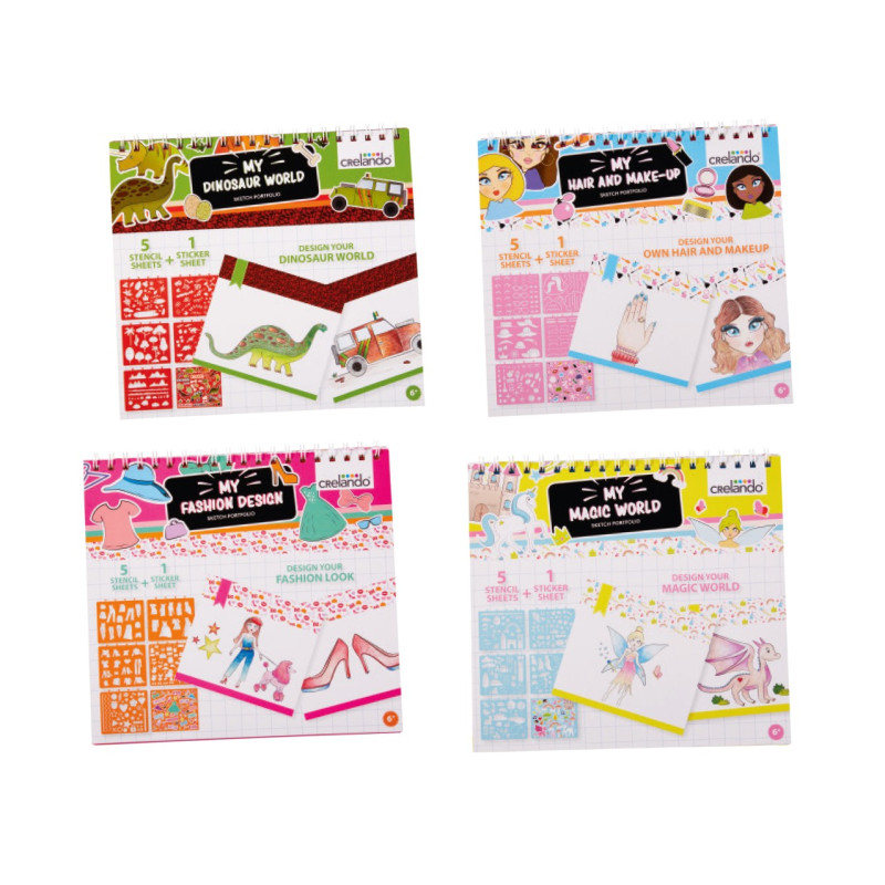 دفترچه طراحی شابلون دار به همراه برچسب کرلاندو | فروشگاه اینترنتی همپل لند