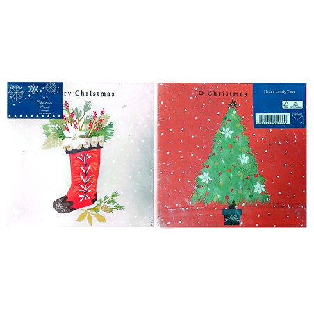 پک 40 تکه کارت هدیه و پاکت مدل جوراب و درخت کاج لیدل | LIDL